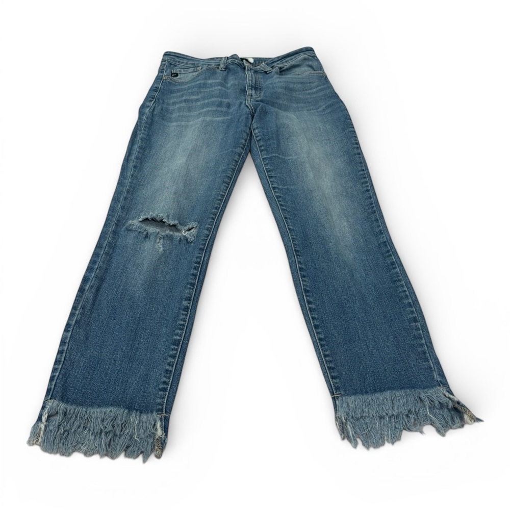 Stylish KanCan Size 28/9 Blue Cropped Frayed Hem Women Jeans